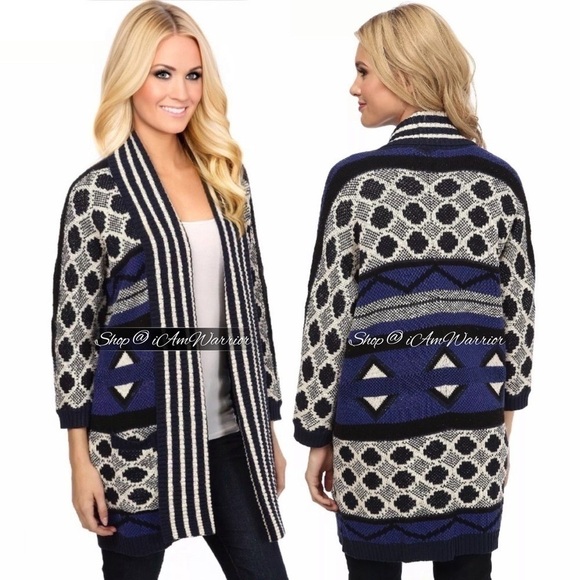 Lucky Brand geo print cotton cardigan sweater *shop@iamwarrior - Picture 4 of 11